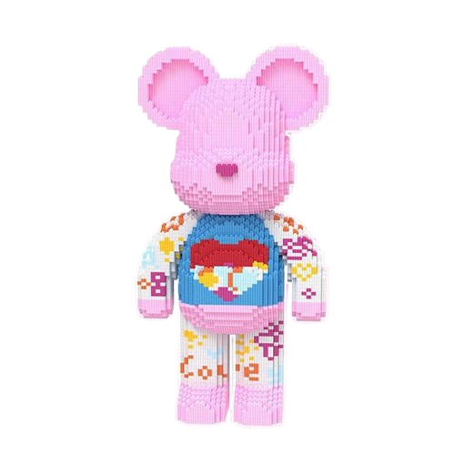 Конструктор Magic Blocks Мишка Bearbrick Heart на 4300 деталей 50 см Розовый (9158)