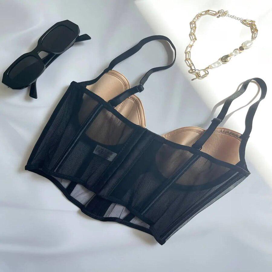 Корсет-топ женский с чашками бюстье на бретелях L Черный (28263789) - фото 7