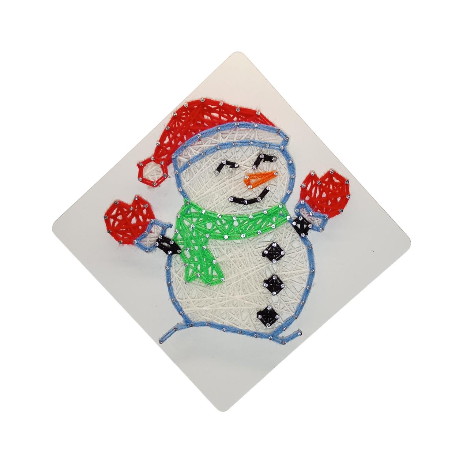 Творчий набір стрінг-арт "Сніговик" на білому фоні 200х200 мм (30686777)