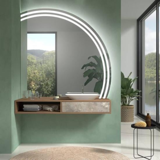 Дизайнерское зеркало неправильной формы Chior с пескоструйными световыми полосами 70x70 см