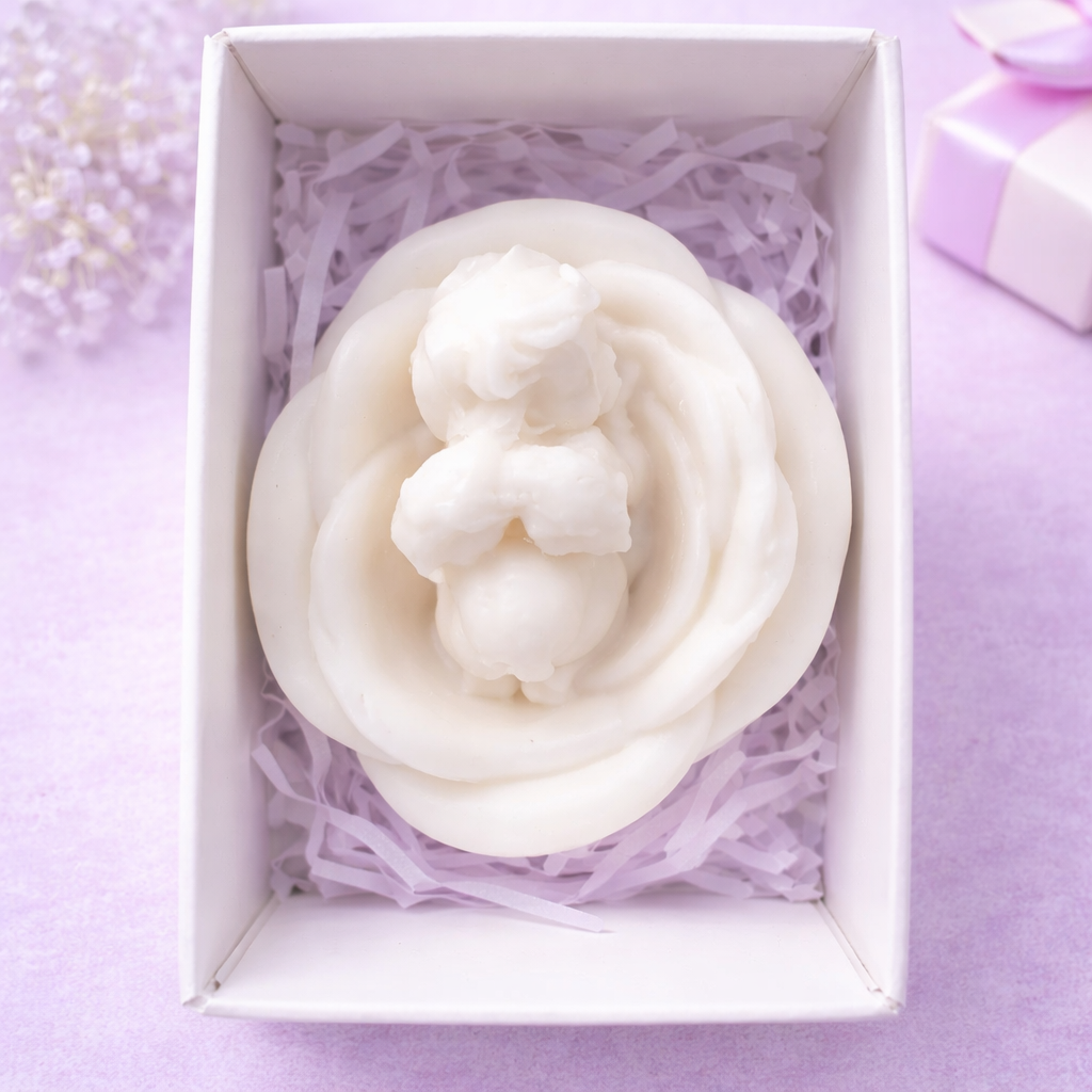 Мыло сувенирный цветок с младенцем Белый Мыло сувенирный цветок с младенцем Белый