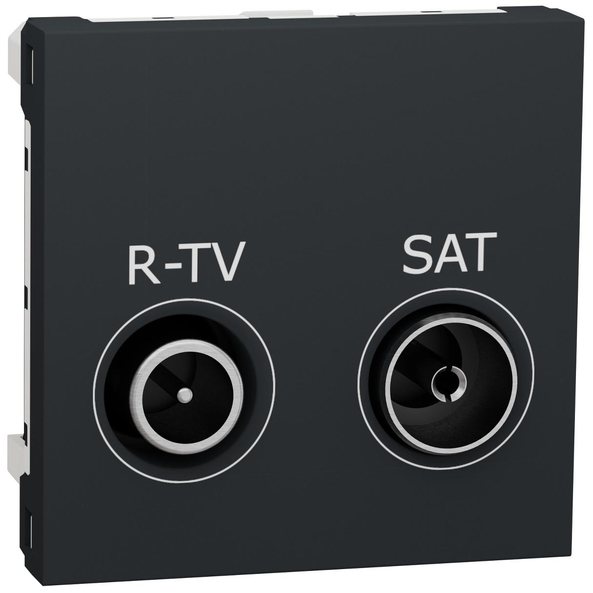 Розетка конечная Schneider Electric ABS-UV Unica R-TV SAT 2 модули Антрацит (NU345554)