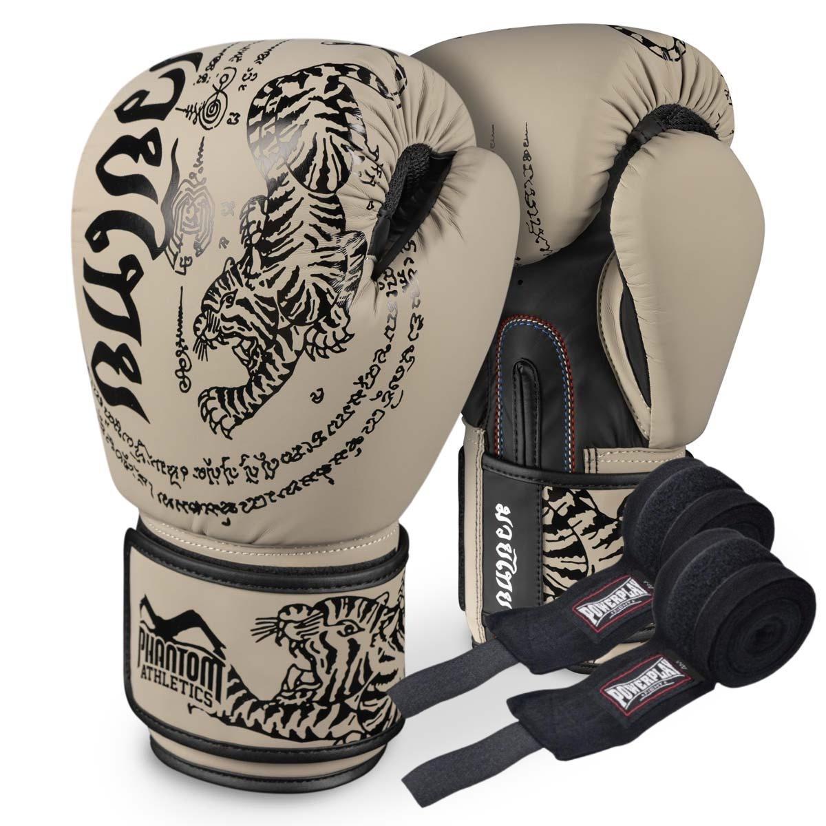 Боксерські рукавиці Phantom Muay Thai з бинтом 4 м 14 ун. Sand (PHBG2613-14)