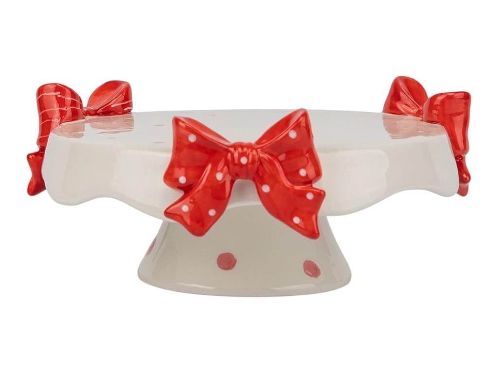 Подставка для торта Бантики из керамики 20 см Белый с красным (150-81-6037-017) Подставка для торта Бантики из керамики 20 см Белый с красным (150-81-6037-017)