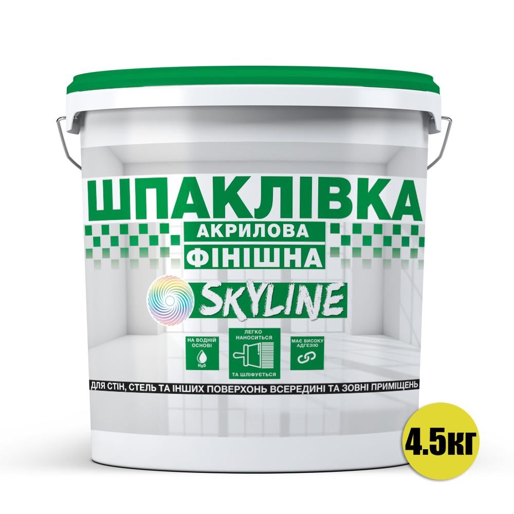 Шпаклевка акриловая SkyLine финишная для внутренних и наружных работ 4,5 кг Белый - фото 2