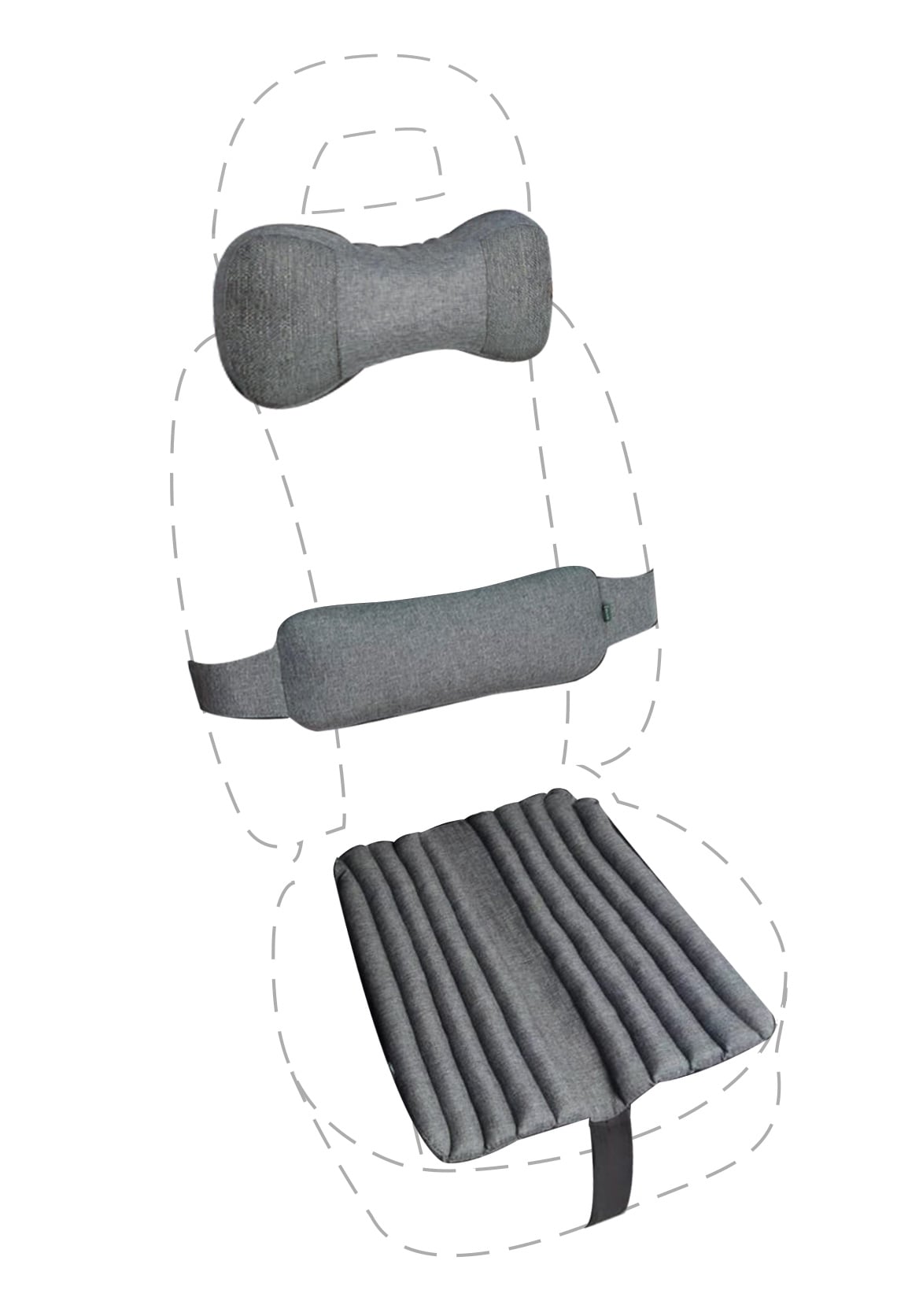 Подушки эргономические EKKOSEAT комплект 3 в 1 Серый (AV-123H-201)