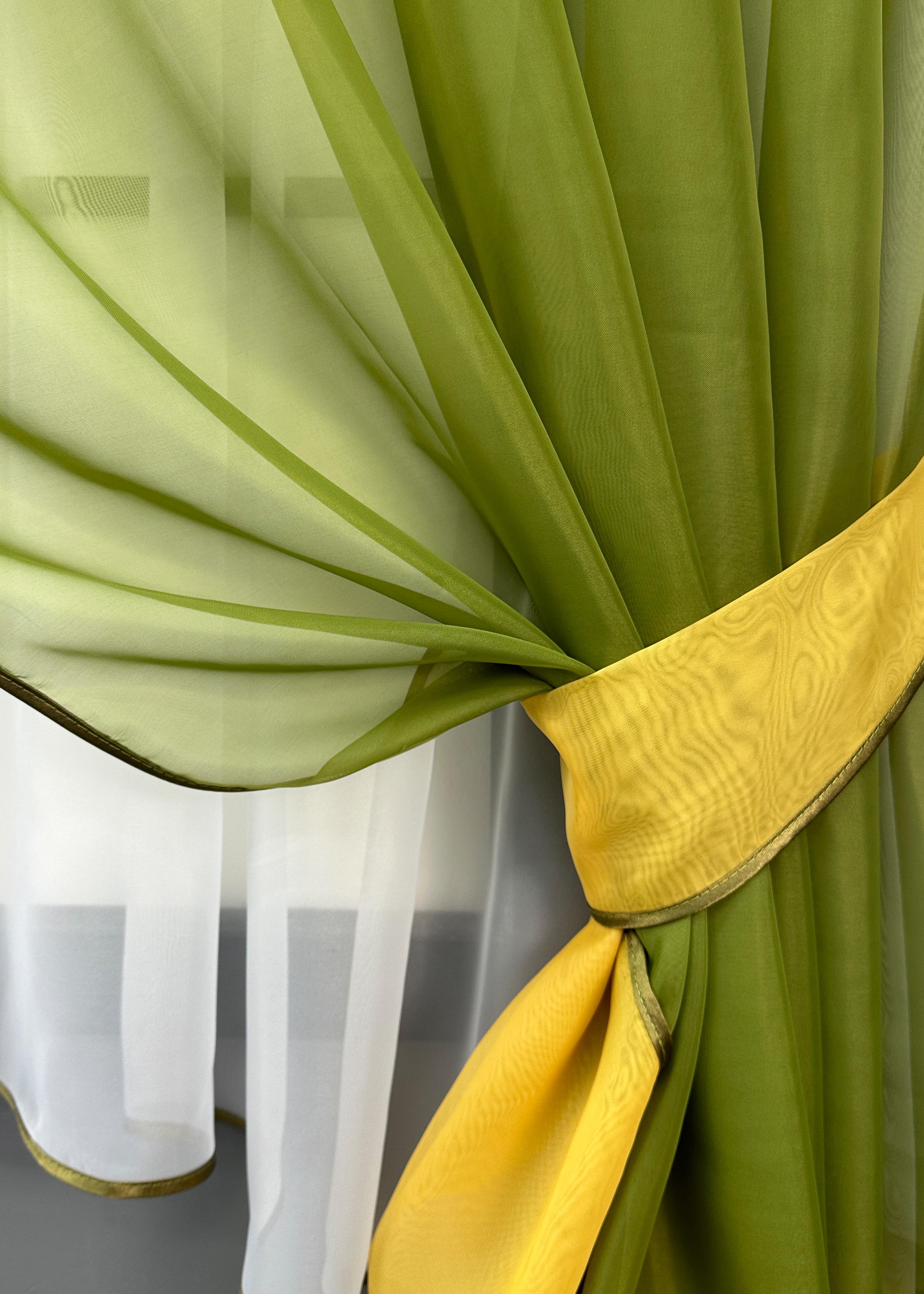 Фіранка кухонна VR-Textil № 018к штора та тюль з ламбрекеном 270х170 см Оливковий/Золотистий/Білий (50-662) - фото 3