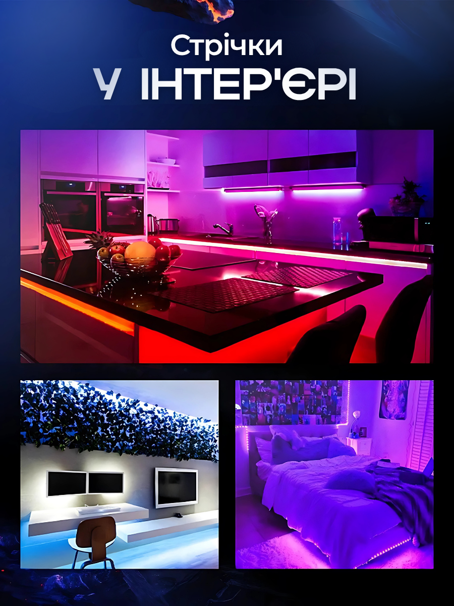 Смарт-стрічка RGB 5050 розумна вологозахищена світлодіодна 5 м (1642786810) - фото 13 Смарт-стрічка RGB 5050 розумна вологозахищена світлодіодна 5 м (1642786810) - фото 13