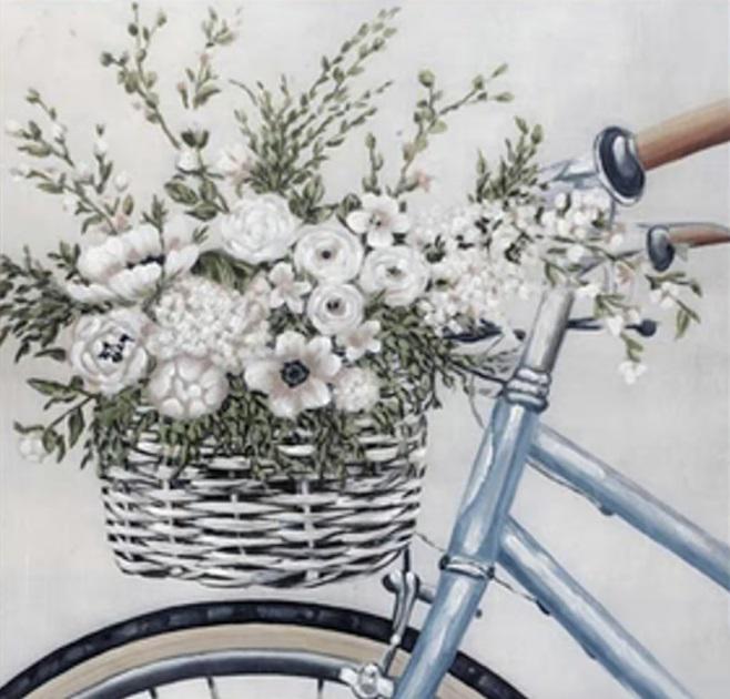 Алмазная мозаика Strateg Премиум Велосипед с цветами в корзине 30х30 см (ME13835)