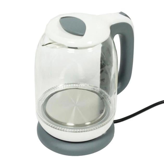 Чайник электрический на подставке стеклянный КВ-2028 Белый (40759-КВ 2028)