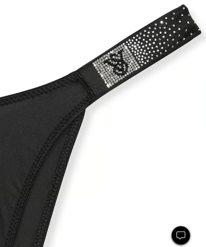 Трусики-бразилианы Victoria's Secret Scattered Shine Strap Black со стразами M Черный (26985590) - фото 4