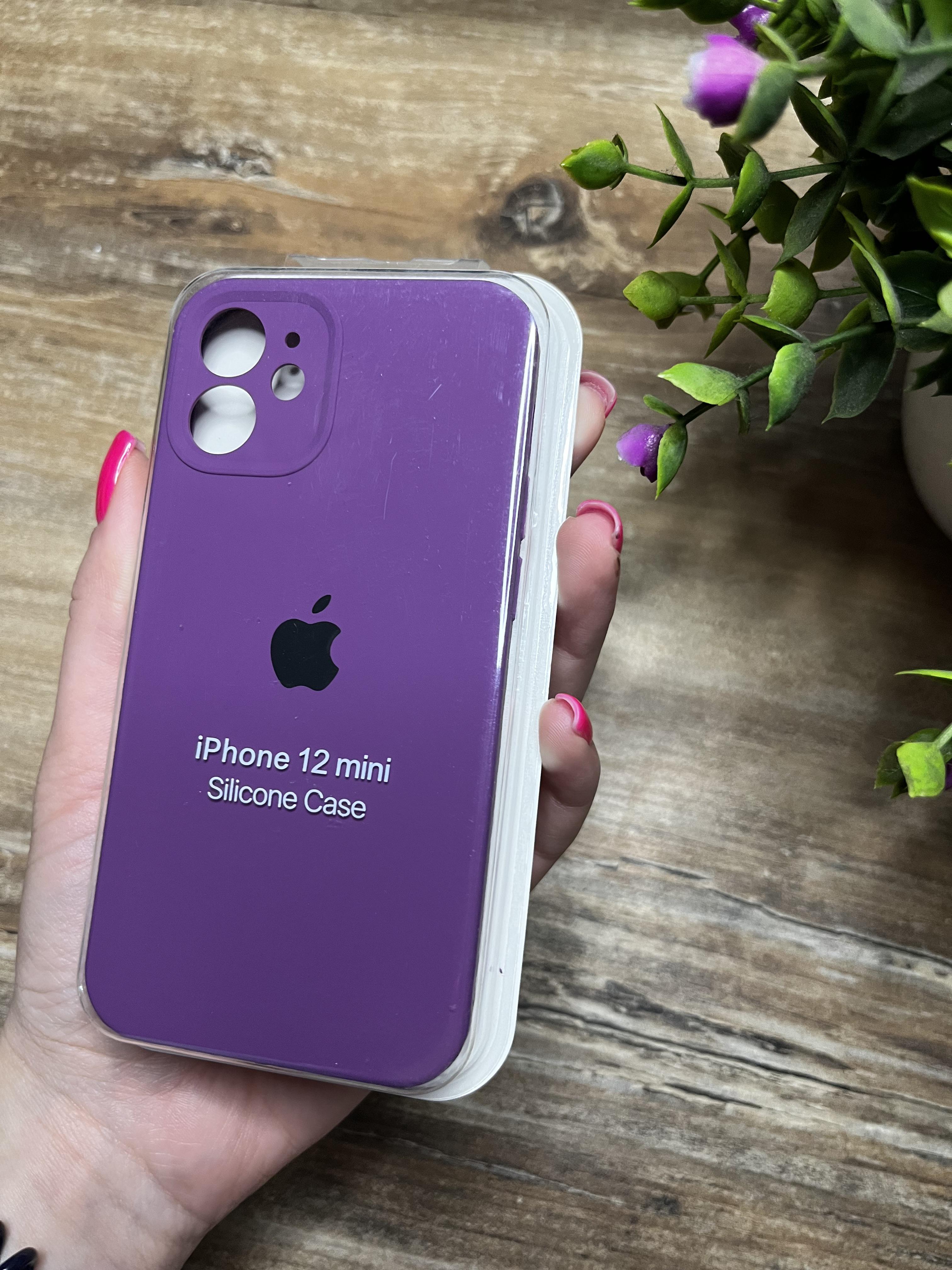 Чохол накладка на iPhone (Айфон) 12 Mini квадратні борти silicone case full camera на apple