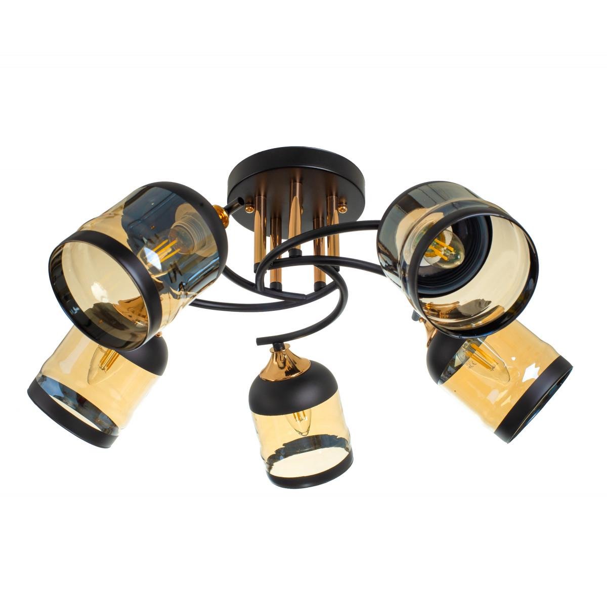 Люстра Brille LK-706S/5 E27 BK/FG на 5 плафонів Чорний/Золотий