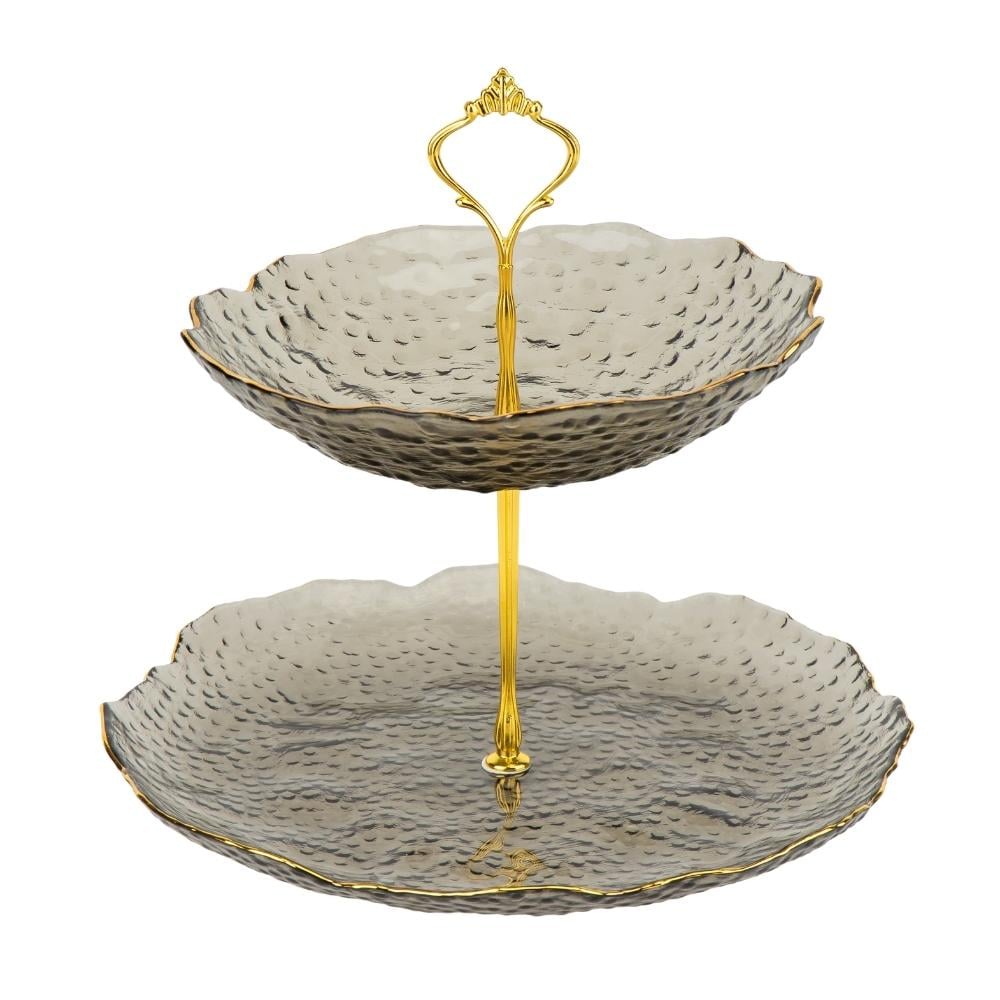 Блюдо сервировочное 2-х ярусное турмалин 26х24 см Черный (921903)