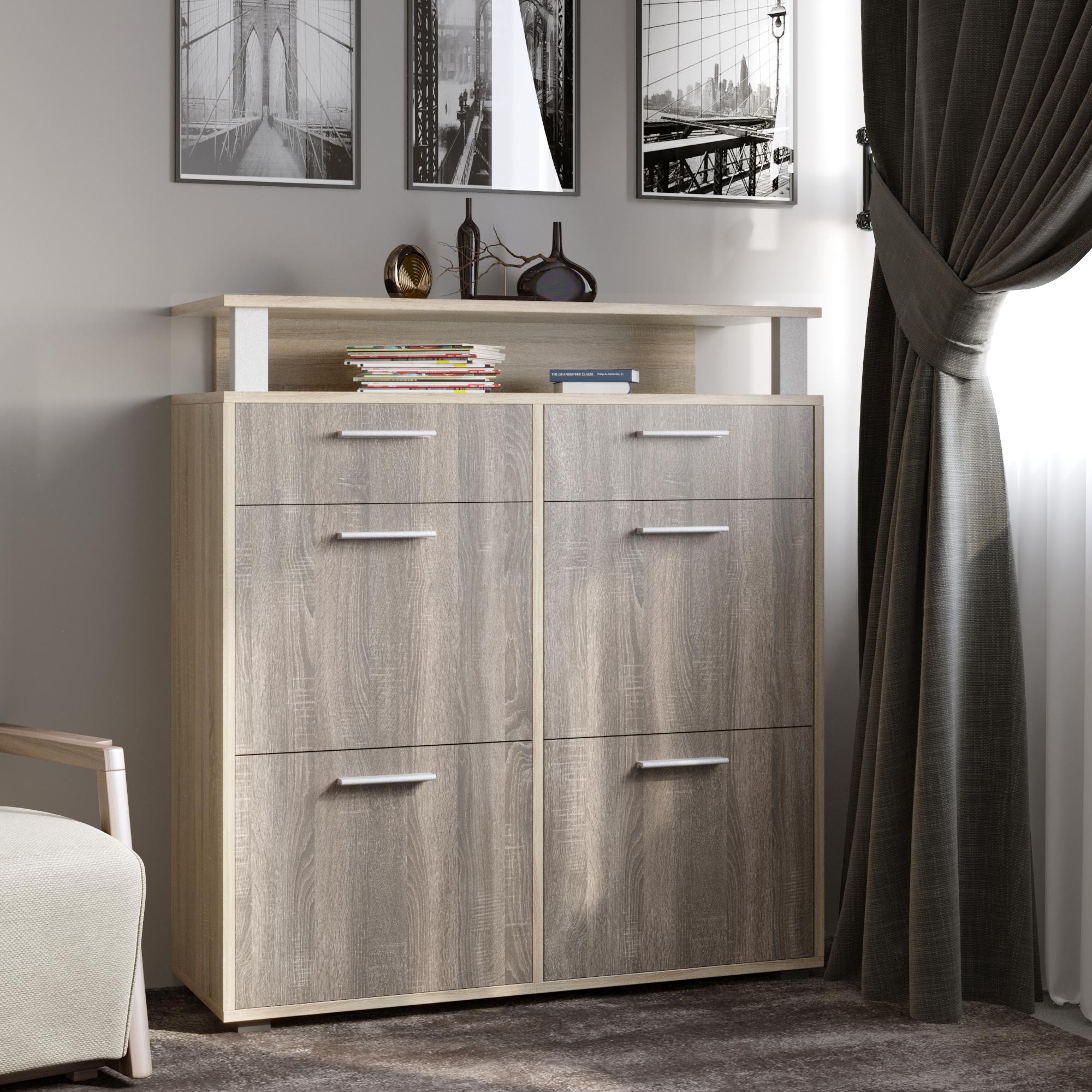 Тумба для обуви Эверест ТО-3 Сонома/Трюфель (EVR-2221) - фото 2 Тумба для обуви Эверест ТО-3 Сонома/Трюфель (EVR-2221) - фото 2