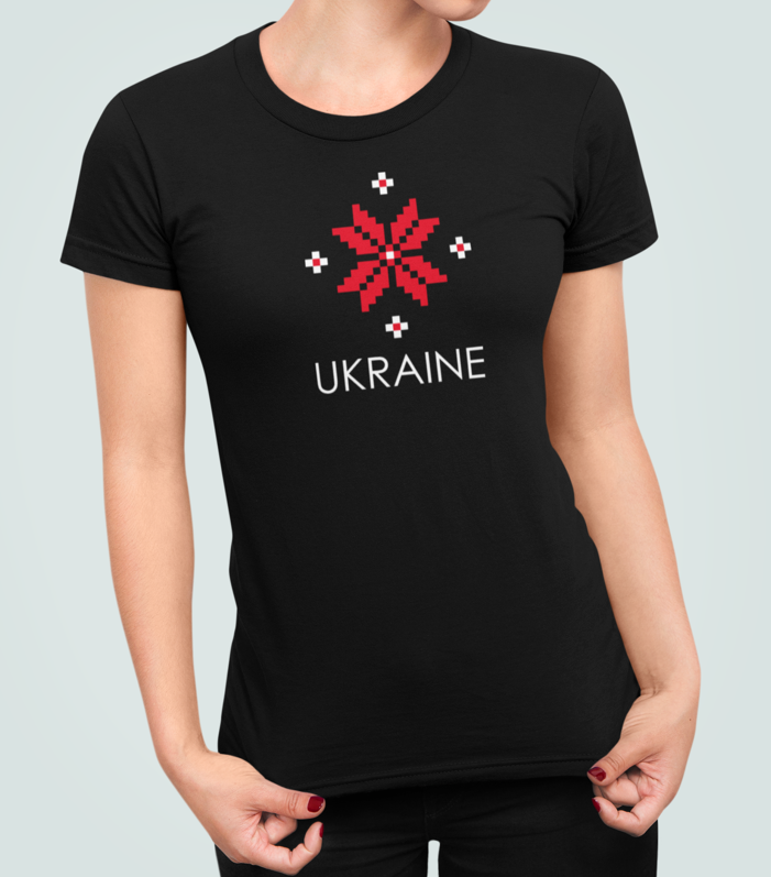 Футболка женская патриотическая Stedman Вышиванка "Ukraine" XL Черный (УКР390.1-4)