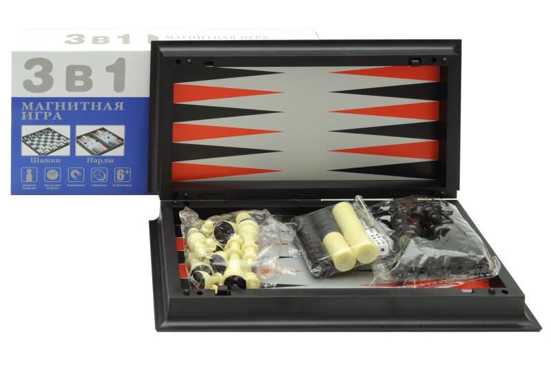 Игра магнитная 3в1 Шахматы/нарды/шашки в коробке 25х12,5х4,5 см (8188-10)