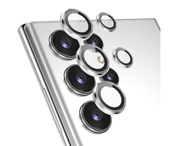 Защитное стекло с рамкой CD Pattern на заднюю камеру для Samsung Galaxy S24 Ultra Серебряный