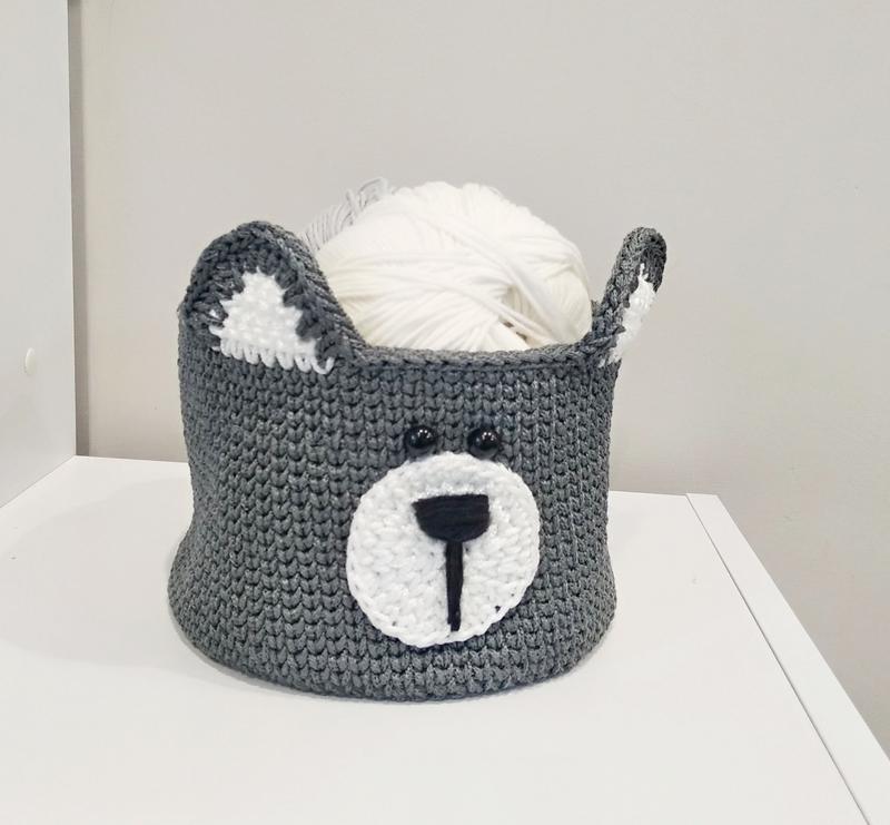 Вязаная корзина для игрушек ручной работы 16х11 см (23551-Нов)