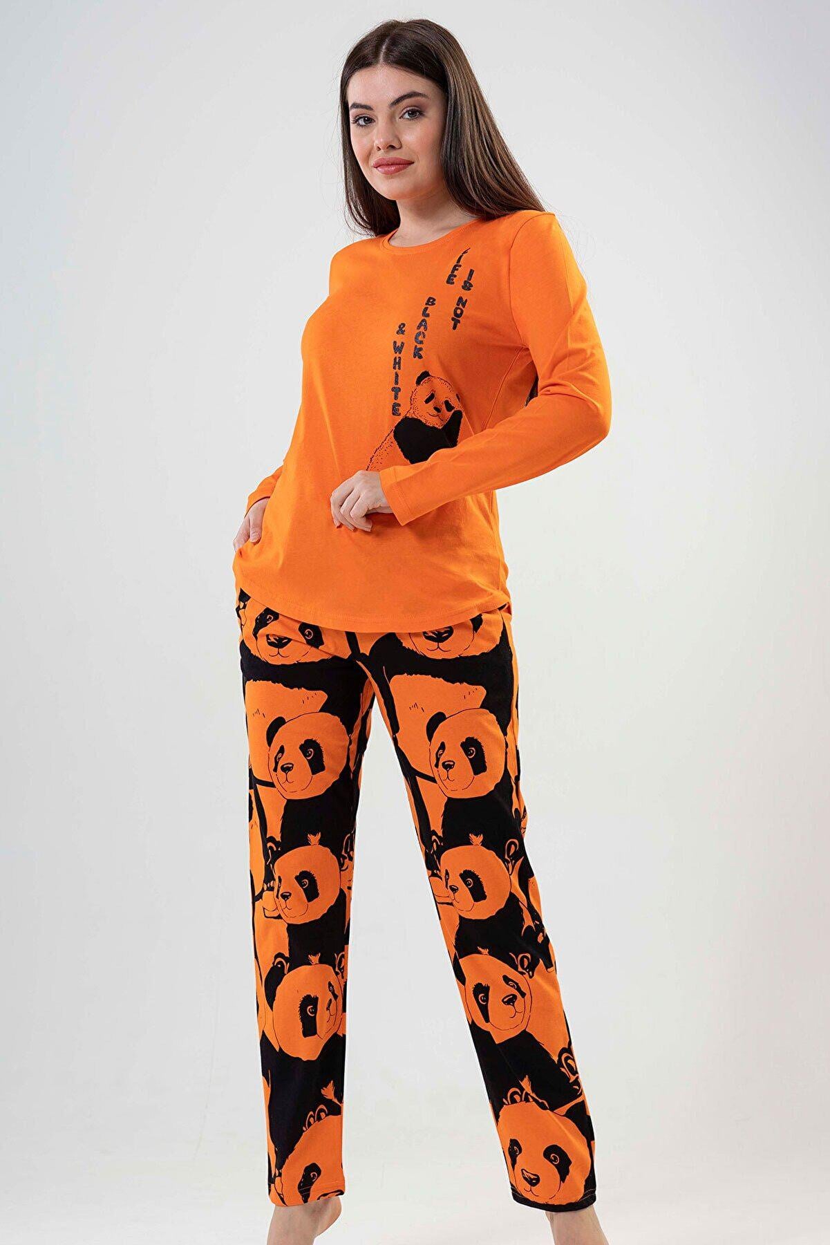 Домашний комплект Vienetta лонгслив/брюки р. 50 XL Оранжевый (203119)