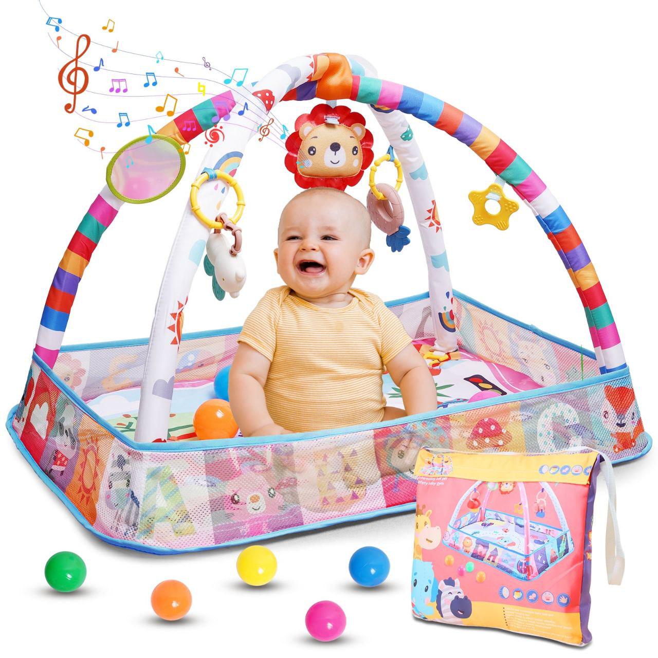 Килимок розвиваючий для немовлят 918-8021А 2в1 ігровий манеж з підвісками та кульками (24612290) - фото 2