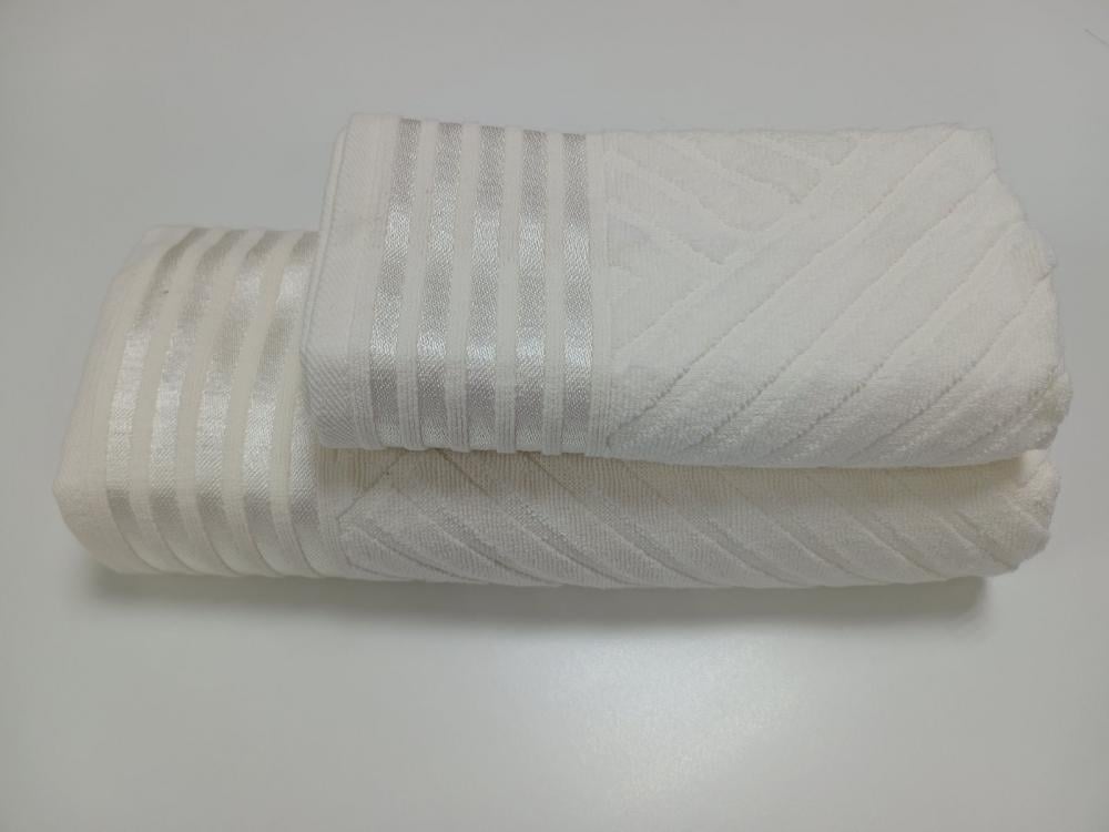 Набор махровых полотенец для ванной LUX COTTON YENI 70x140/50x90 см 2 шт. Молочный (13000)