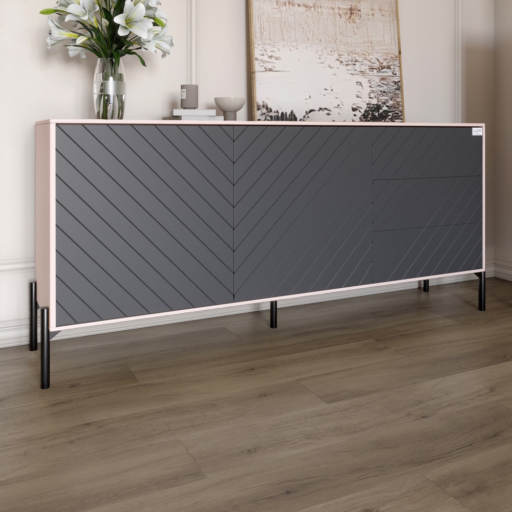 Комод Lion Амарант 158,5x39x77 см Розовый/Графитовый (LION-041894) Комод Lion Амарант 158,5x39x77 см Розовый/Графитовый (LION-041894)