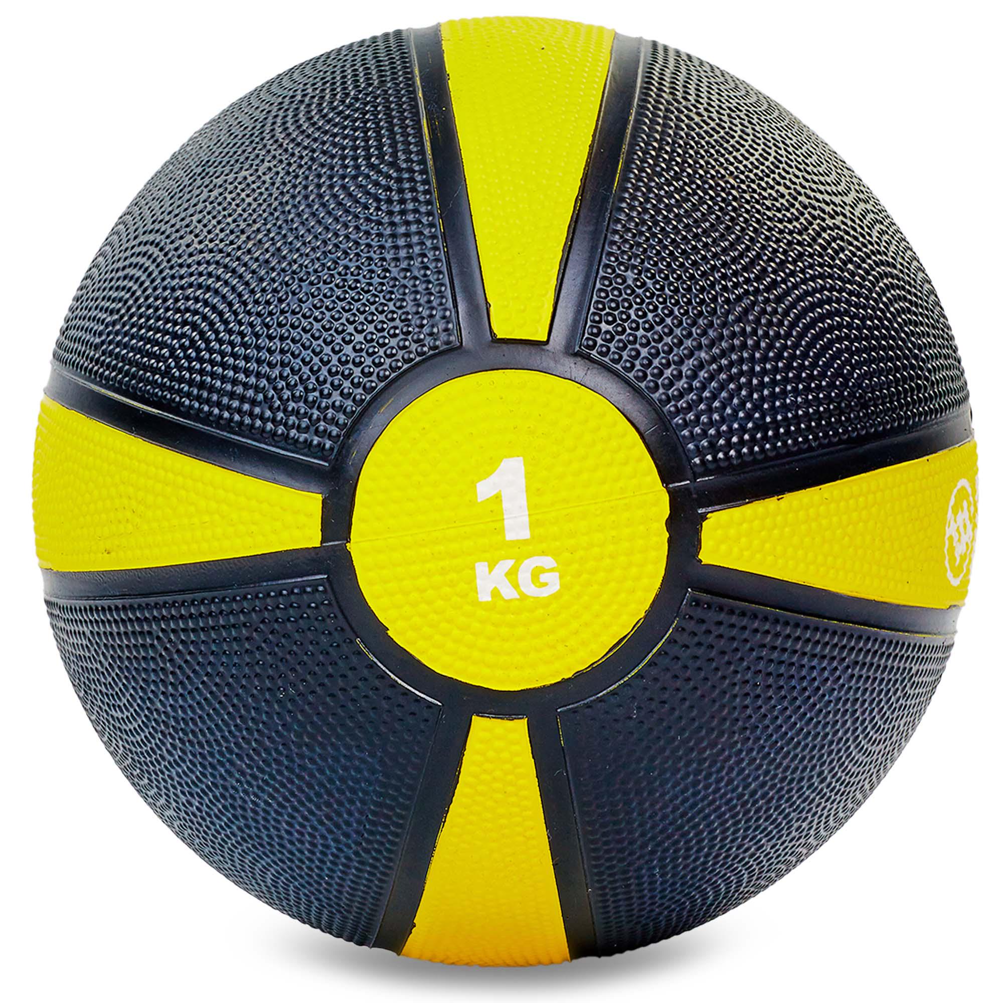 Мяч медицинский медбол Zelart Medicine Ball FI-5122-1 1 кг Черный/Желтый (DR003485) - фото 1