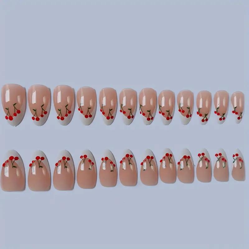 Накладні нігті френч Вишеньки мигдаль середньої довжини з клейовими пластинами 24 шт. Білий з червоним (2789190719) - фото 6 Накладні нігті френч Вишеньки мигдаль середньої довжини з клейовими пластинами 24 шт. Білий з червоним (2789190719) - фото 6