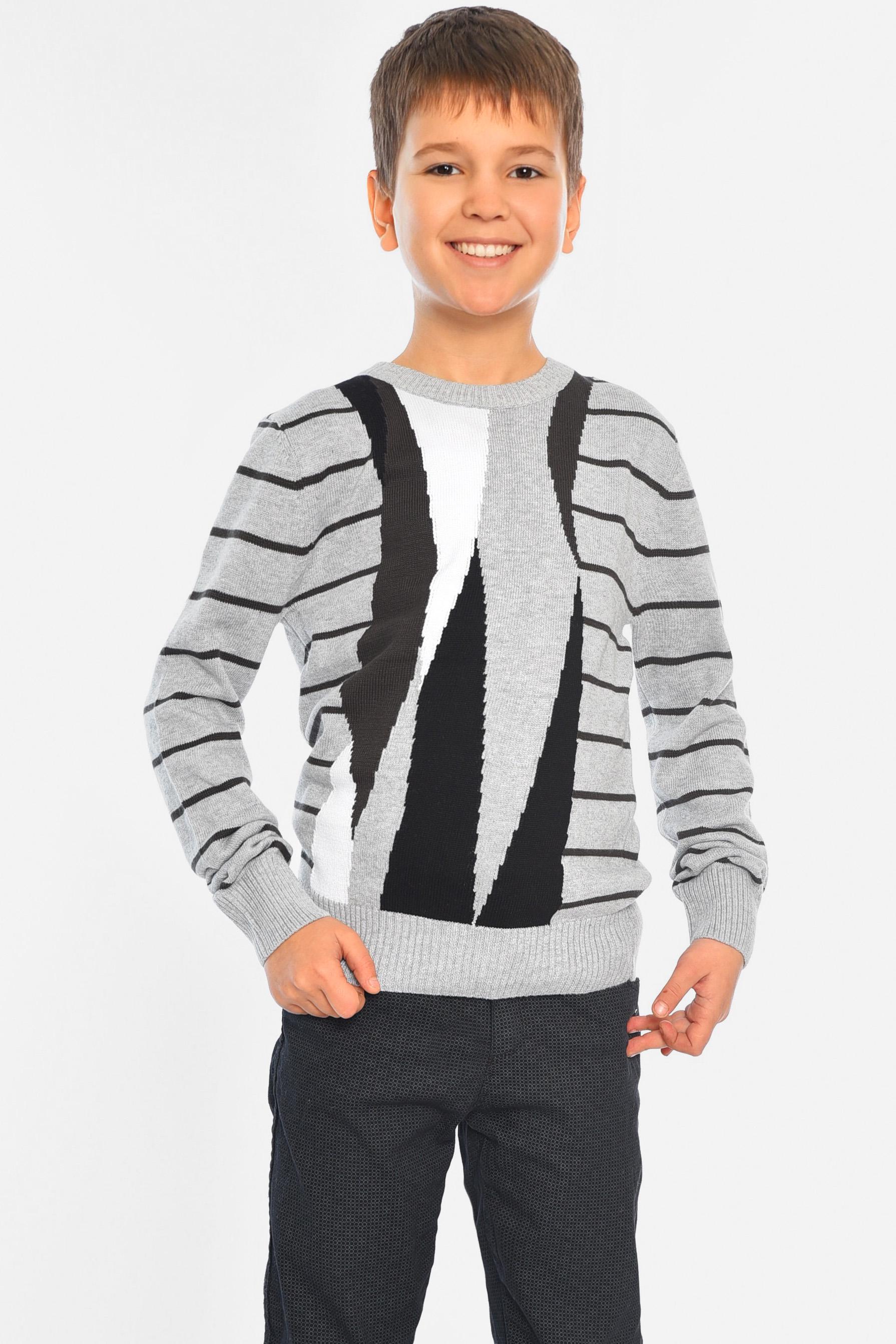 Свитер детский для мальчика 128 см Серый (196328) Свитер детский для мальчика 128 см Серый (196328)