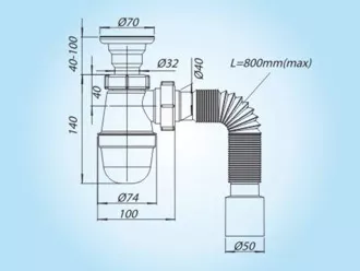 Сифон універсальний SoloPlast У-0111 гофра 40/50 600 мм - фото 2