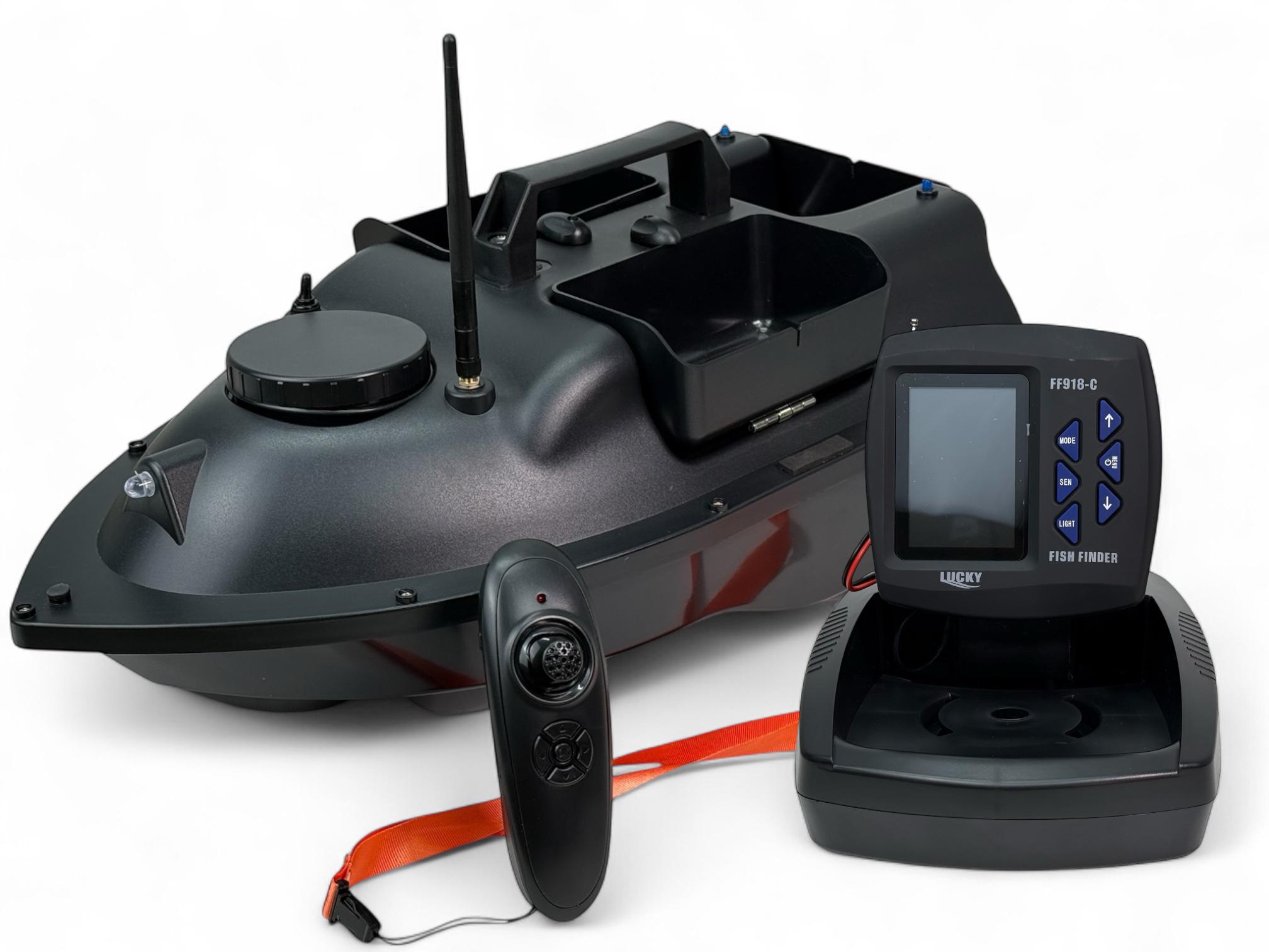 Кораблик карповый Flytec D8 3 бункера с эхолотом Lucky FF918-C (AT80)