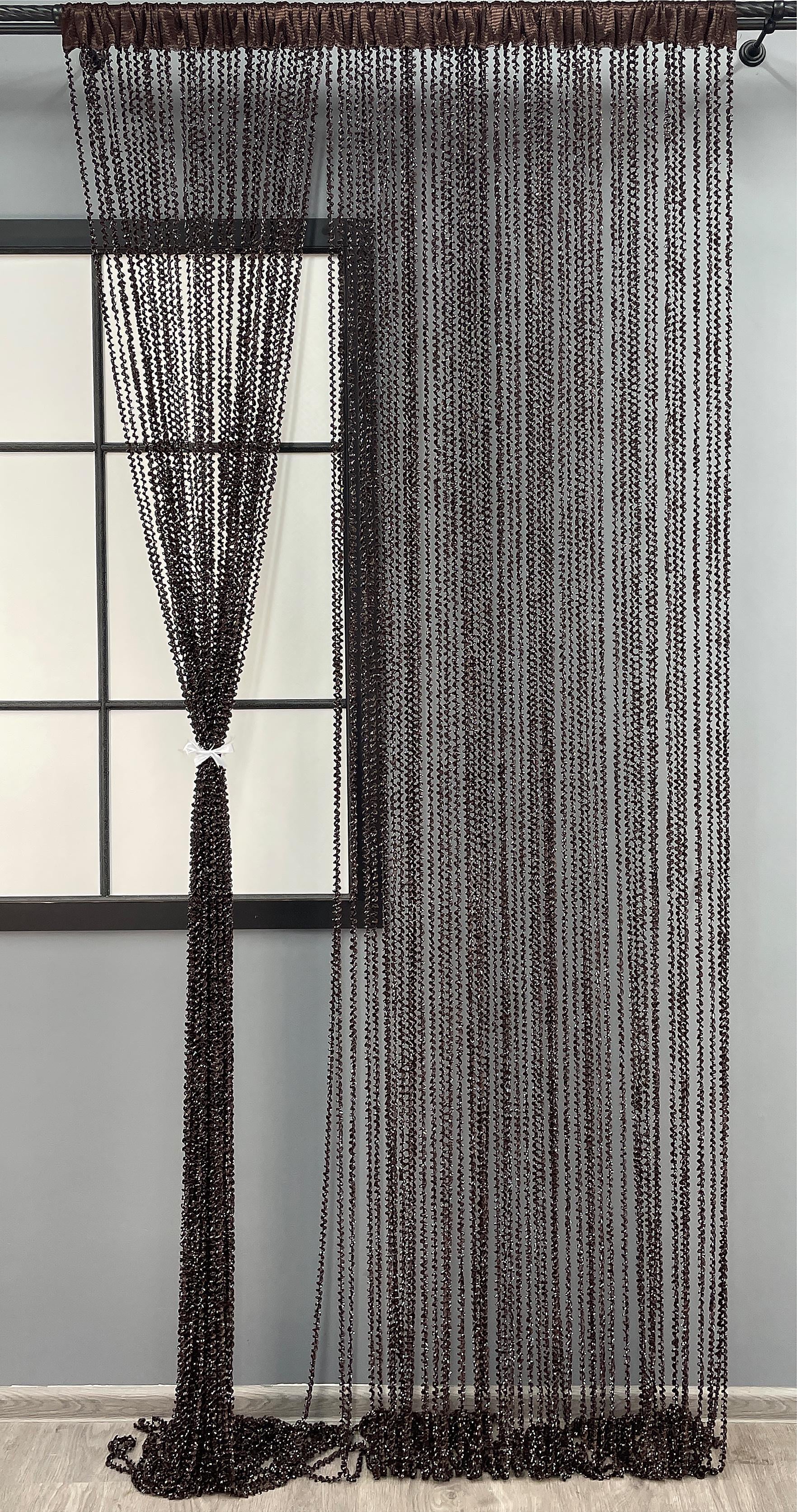 Шторы-нити спираль с люрексом 300х300 см Венге (61-070)
