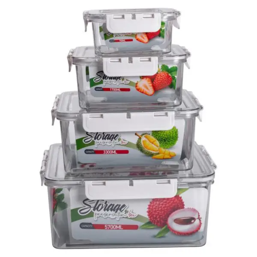 Набор контейнеров квадратных для хранения продуктов 4 шт. Белый Набор контейнеров квадратных для хранения продуктов 4 шт. Белый