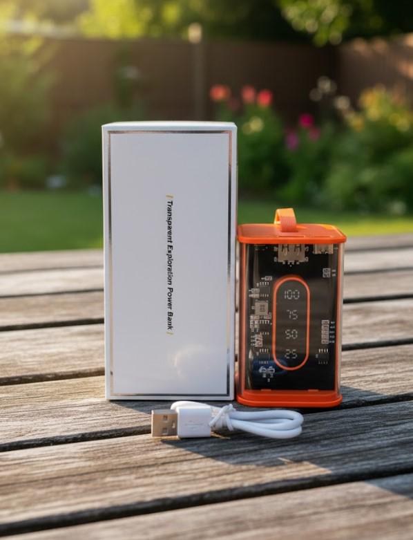 Повербанк з прозорими стінками та світлодіодним дисплеєм 10000 mAh Помаранчевий (2104618813) - фото 4