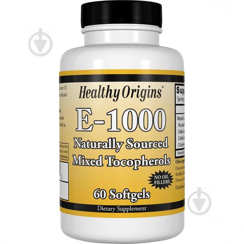 Вітамін Е Healthy Origins 1000IU 60 желатинових капсул (HO15149)