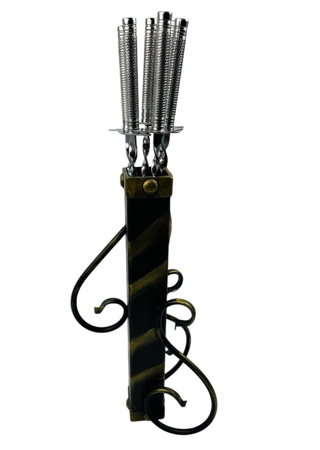 Подарочный набор шампуров Лайт на 7 предметов из нержавеющей стали на металлической подставке (124-10-NB-5001)