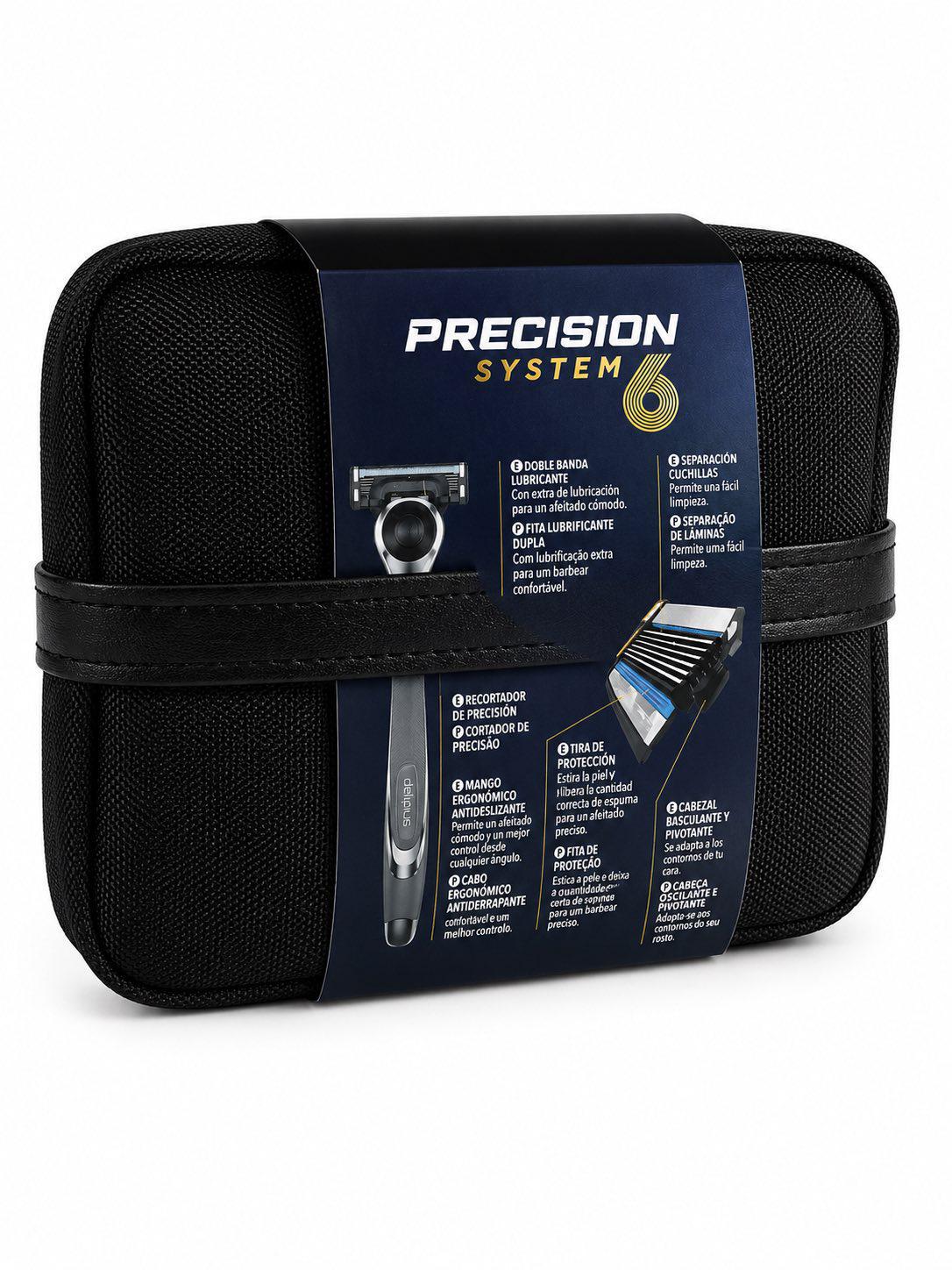 Бритьевая система Deliplus Precision System 6 с дорожным футляром и 12 сменными картриджами