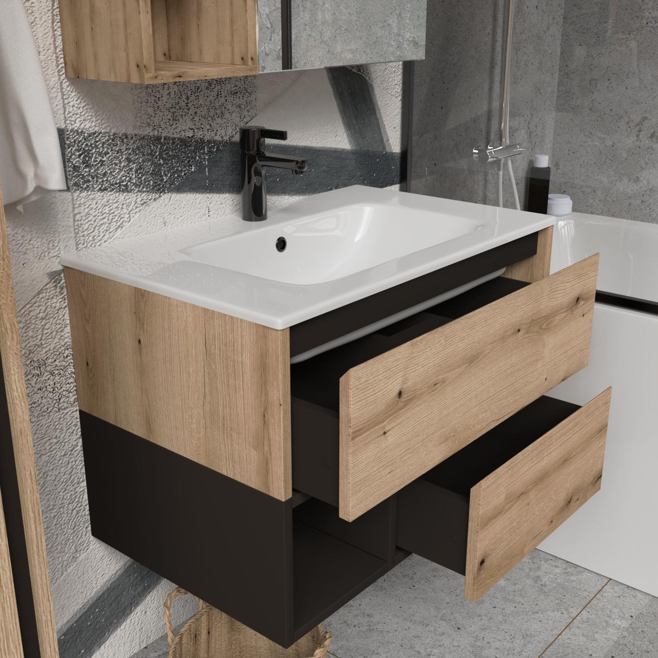 Тумба подвесная с раковиной MVK Vostok Craft 70 В2 700х450х530 мм Дуб Эвок (c270ev) - фото 3