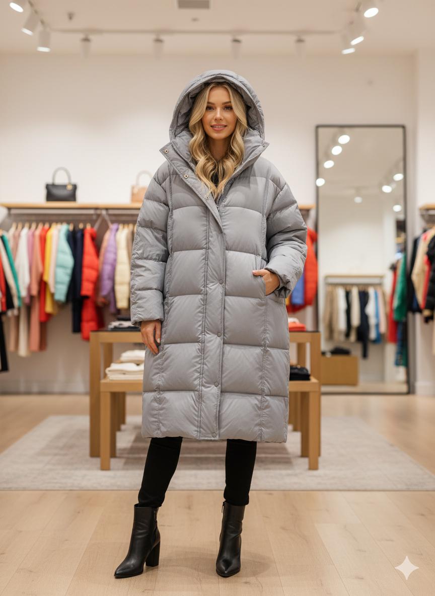 Пуховик женский Number Nine DW-203 с капюшоном р. 44 Серый (DW-203-44) - фото 4 Пуховик женский Number Nine DW-203 с капюшоном р. 44 Серый (DW-203-44) - фото 4