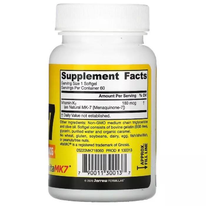 Витамин K2 активная форма MK-7 Jarrow Formulas 180 мкг Most Active Form Of 60 гелевых капсул (JRW30013) - фото 2