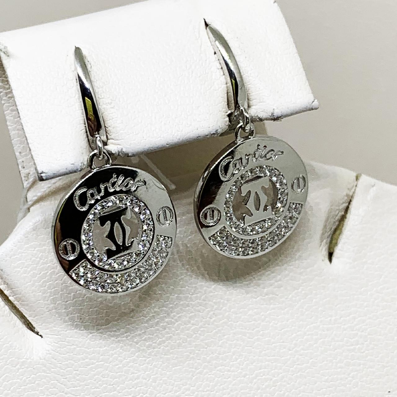 Серьги серебряные с кубическим цирконием Картье 4,54 г (1700029671)