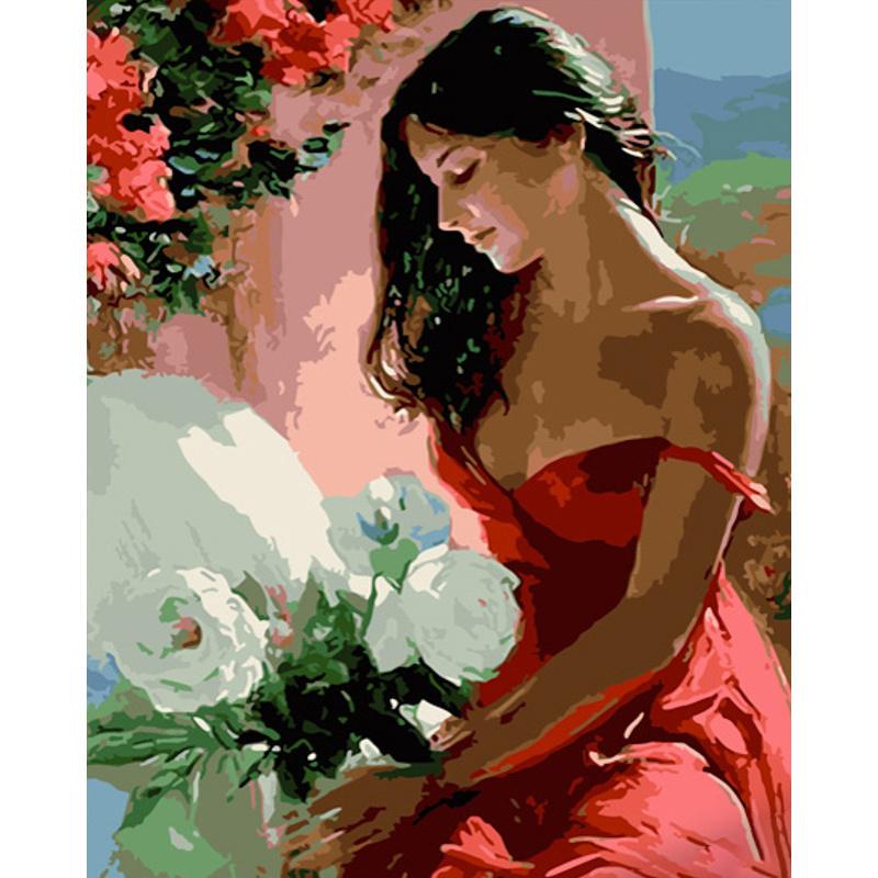 Картина по номерам Strateg Премиум Девушка в Провансе 40x50 см (GS637)