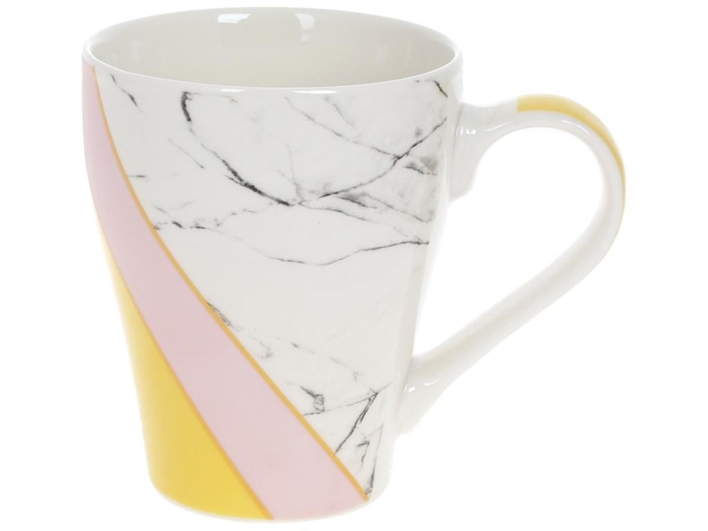 Чашка Мрамор 400 мл Белый с розовым (BDI-905-249)