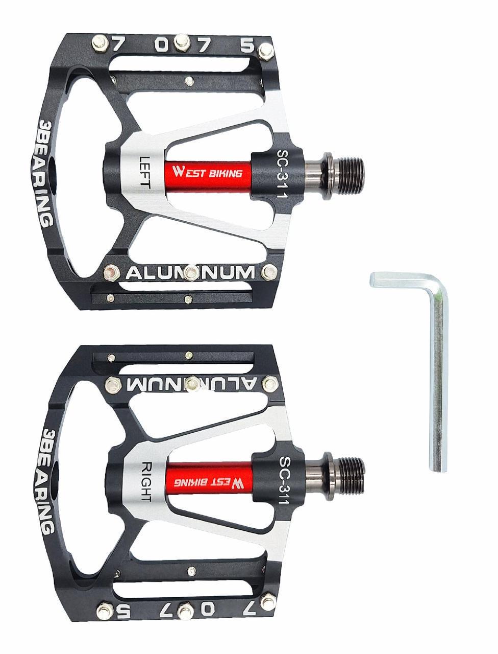 Педали велосипедные алюминиевые West Bsking YP0802083 на промподшипниках Черный (G0000968) - фото 2 Педали велосипедные алюминиевые West Bsking YP0802083 на промподшипниках Черный (G0000968) - фото 2