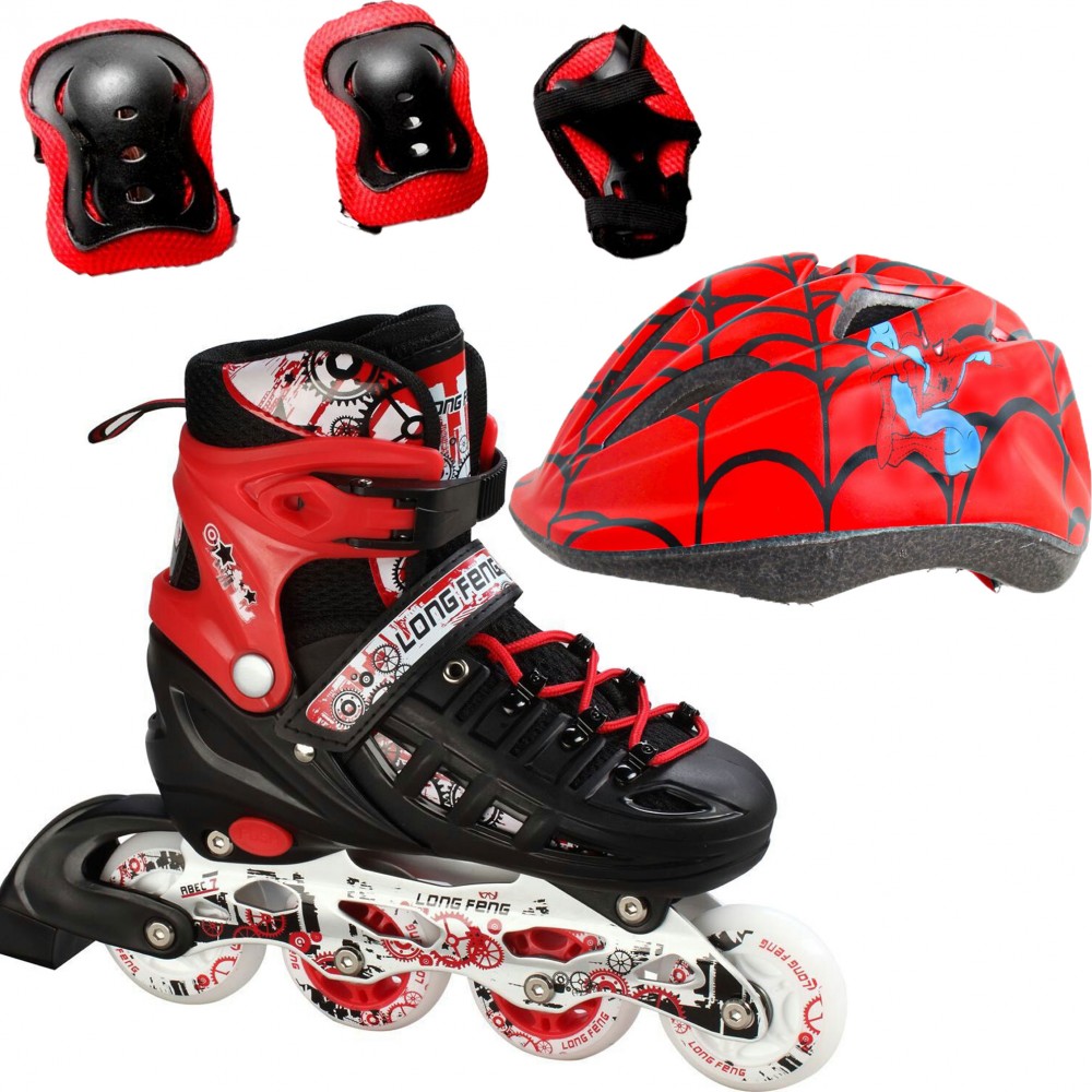 Ролики детские раздвижные набор Scale Sports Combo Disney USA Spider New р. 34-37 защита/шлем Красный (2T3040E)