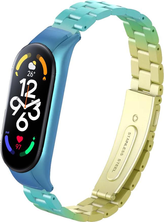 Браслет металлический Gradient для Mi Band 5 Blue/Yellow (28085)