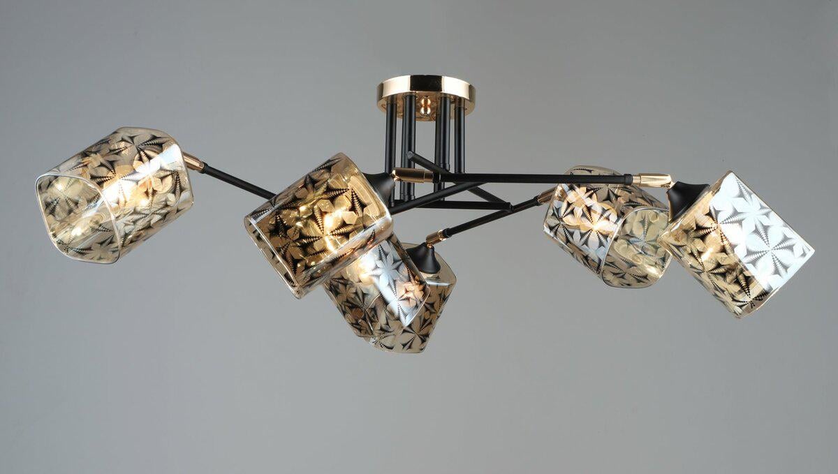 Люстра потолочная B A4084/6 BK/FGD с поворотными плафонами (40630)