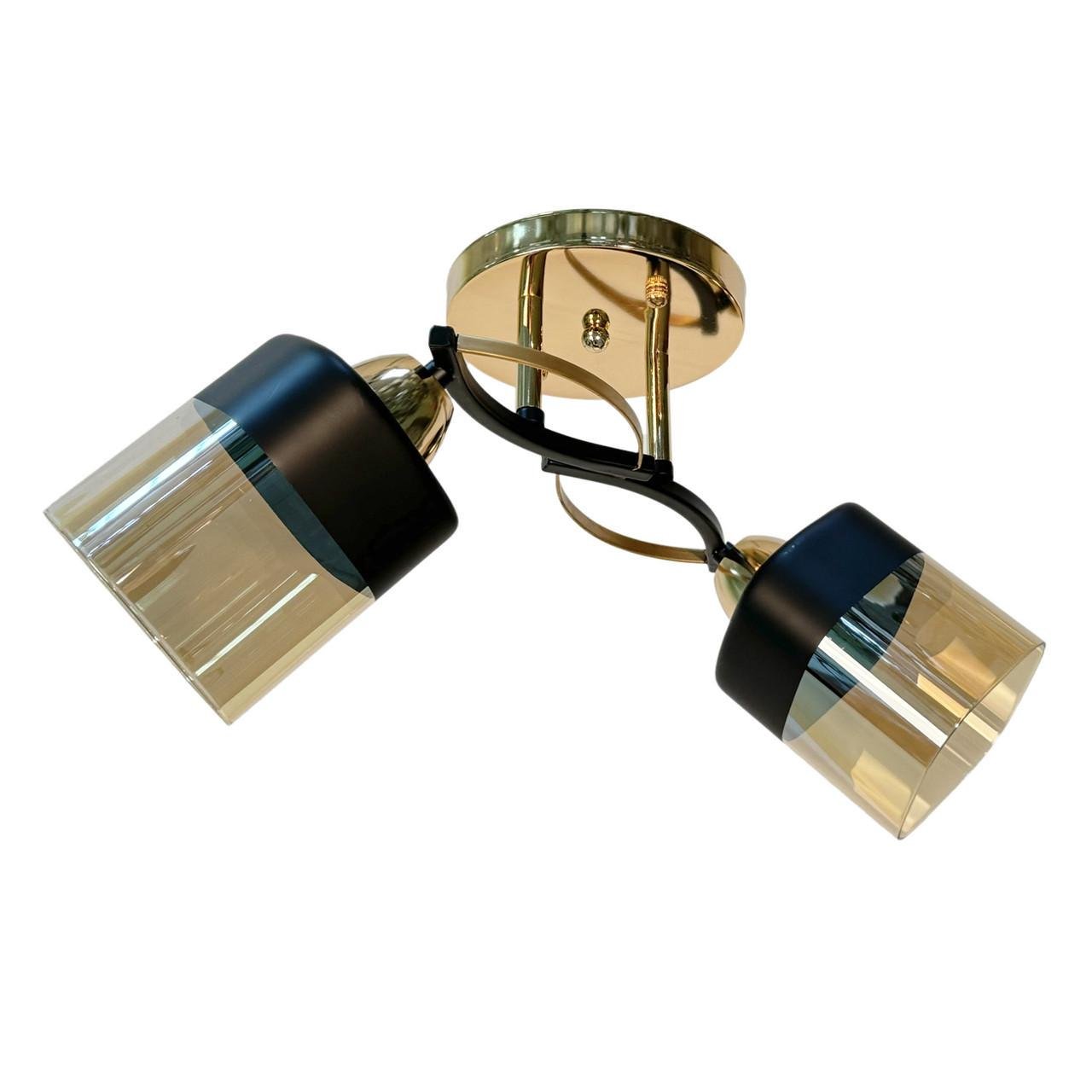 Люстра потолочная на два плафона Svet SH-7570/2 FG+BK Черно-золотой