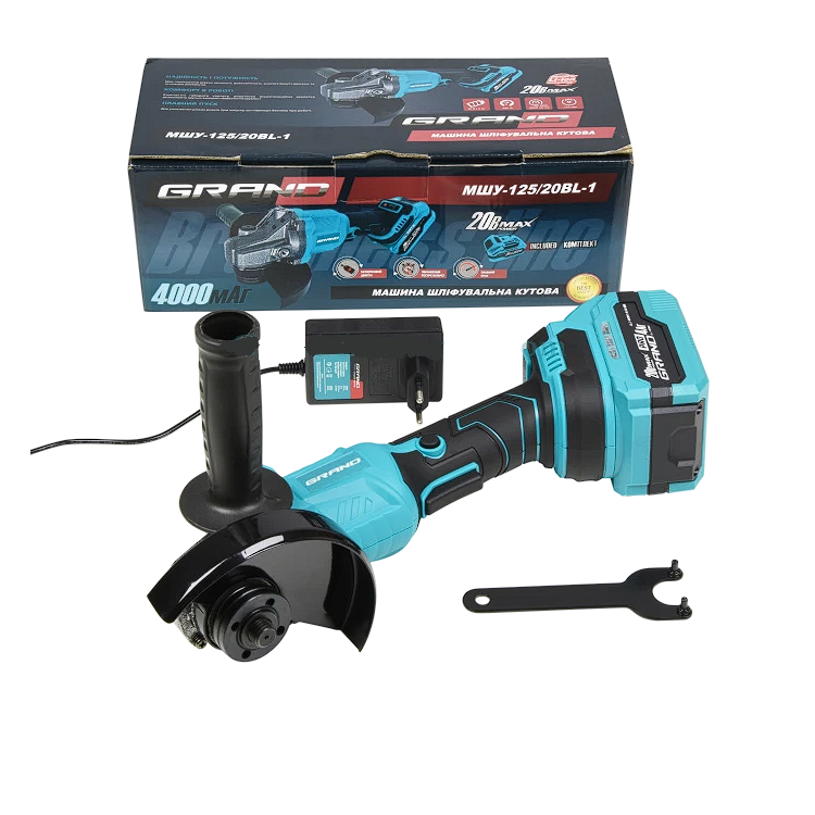 Болгарка аккумуляторная Grand PRO МШУ-125/20BL-1 аккумулятор 4 А/ч и зарядное устройство (0101240) - фото 3 Болгарка аккумуляторная Grand PRO МШУ-125/20BL-1 аккумулятор 4 А/ч и зарядное устройство (0101240) - фото 3